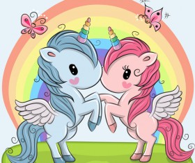 Cartoon unicorns cute vectors 12