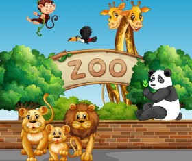 Cartoon zoo illustration vector 01