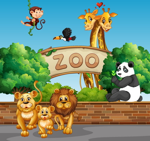 Cartoon zoo illustration vector 01 free download