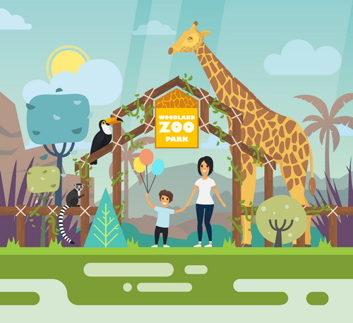 Cartoon zoo illustration vector 02 free download