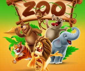 Cartoon zoo illustration vector 04