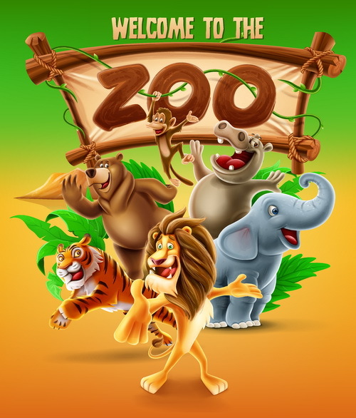 Cartoon zoo illustration vector 04