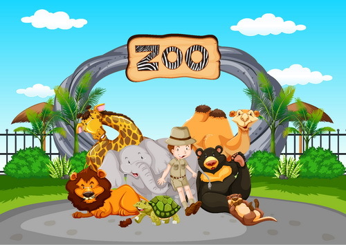 Cartoon zoo illustration vector 05 free download