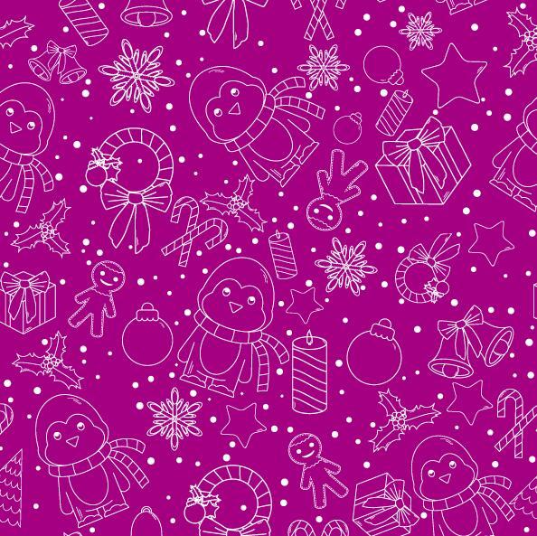 Christmas line baubles seamless pattern vector 04