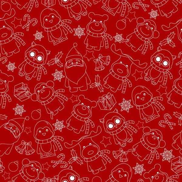 Christmas line baubles seamless pattern vector 12