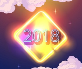 Cloud with shiny 2018 new year background vector