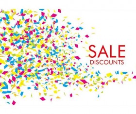 Colored confetti with sale background vector 01