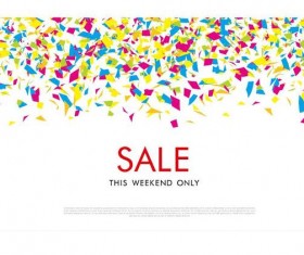 Colored confetti with sale background vector 02