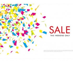 Colored confetti with sale background vector 03