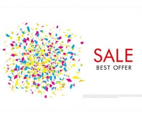Colored confetti with sale background vector 04