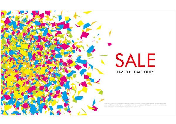 Colored confetti with sale background vector 05