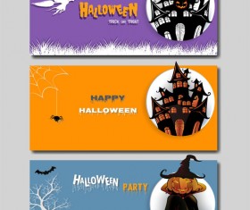 Colored halloween banner vectors set
