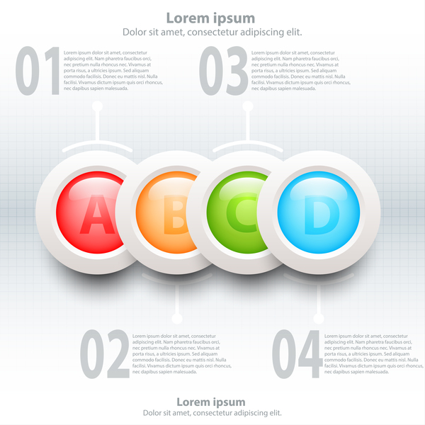 Colorful topics 3d circles vector design infographic illustration