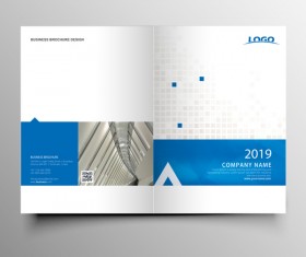 Company magazine with brochure cover template vector 02