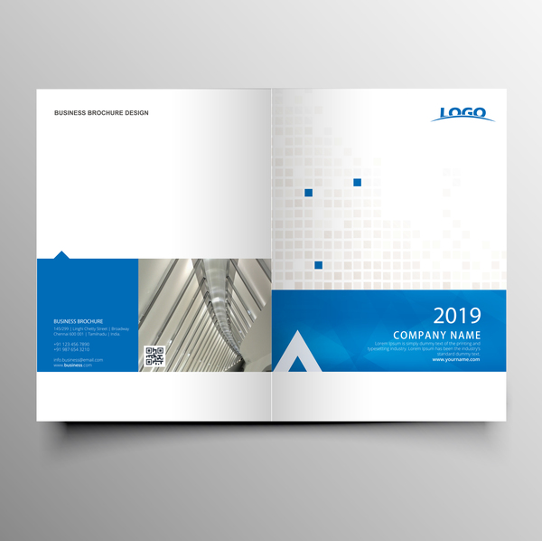Company magazine with brochure cover template vector 02