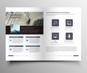 Company magazine with brochure cover template vector 04