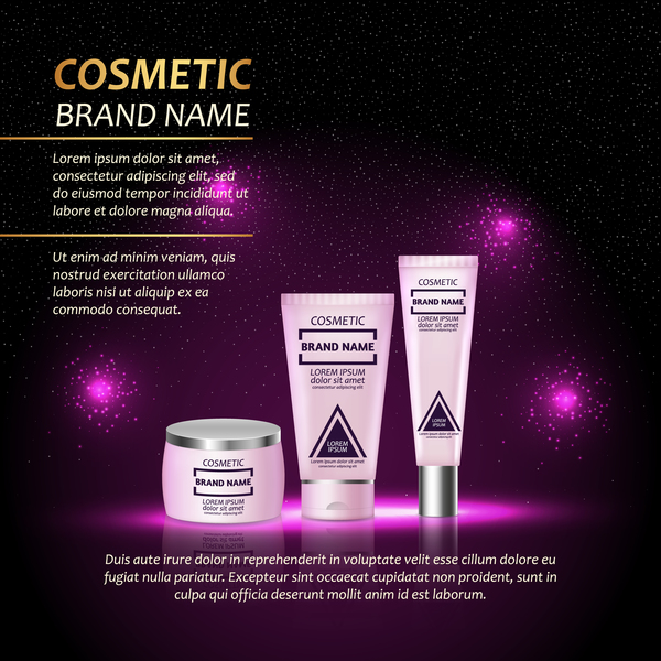 Cosmetic advertising poster template purples styles vector 04