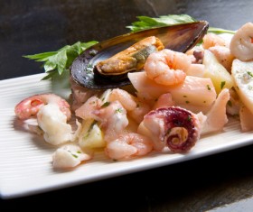 Coveted seafood salad shrimp and crab lobster meat Stock Photo 01