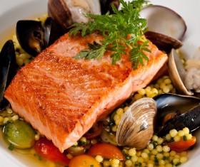 Coveted seafood salad shrimp and crab lobster meat Stock Photo 02