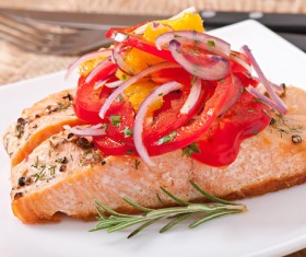 Coveted seafood salad shrimp and crab lobster meat Stock Photo 07