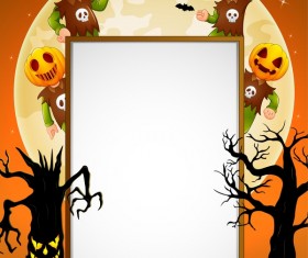 Cute kids with halloween blank background vector 07