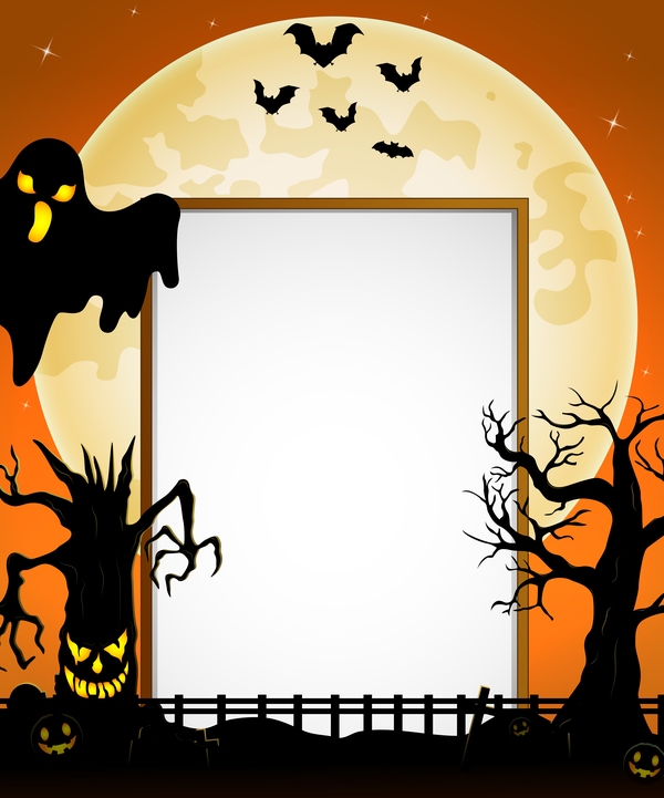 Cute kids with halloween blank background vector 08