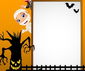 Cute kids with halloween blank background vector 12