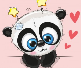 Cute panda happy birthday card vector 02