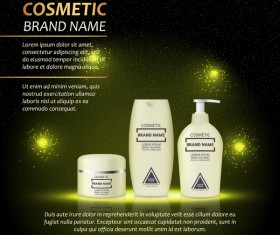 Dark green cosmetic advertising poster template vector 01