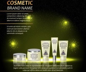 Dark green cosmetic advertising poster template vector 06