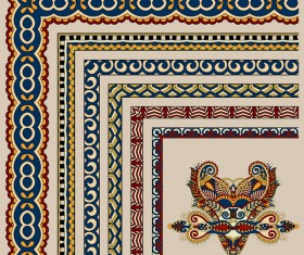 Decorative border corner ethnic styles vector 03
