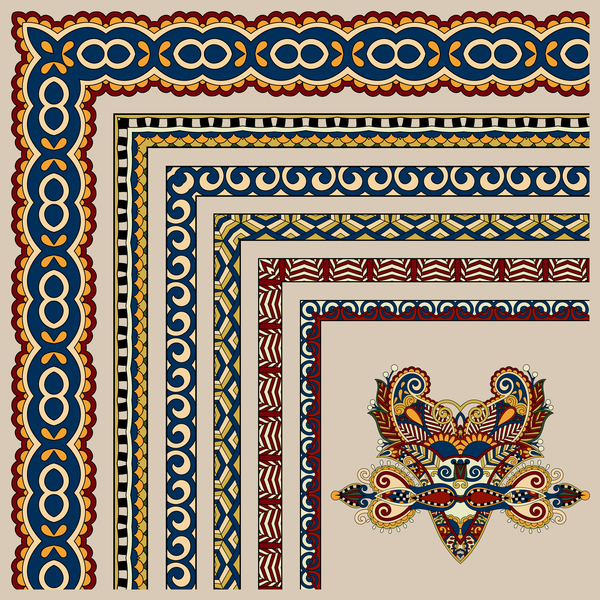 Decorative border corner ethnic styles vector 03