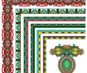 Decorative border corner ethnic styles vector 04