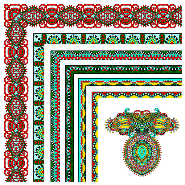 Decorative border corner ethnic styles vector 04