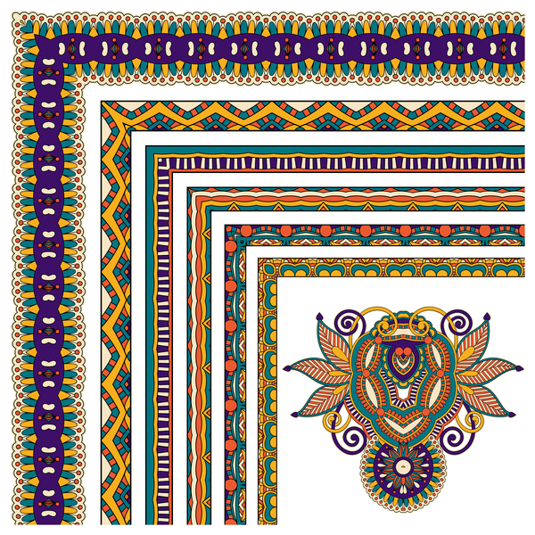 Decorative border corner ethnic styles vector 06
