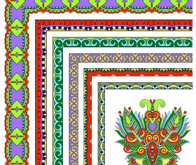 Decorative border corner ethnic styles vector 12