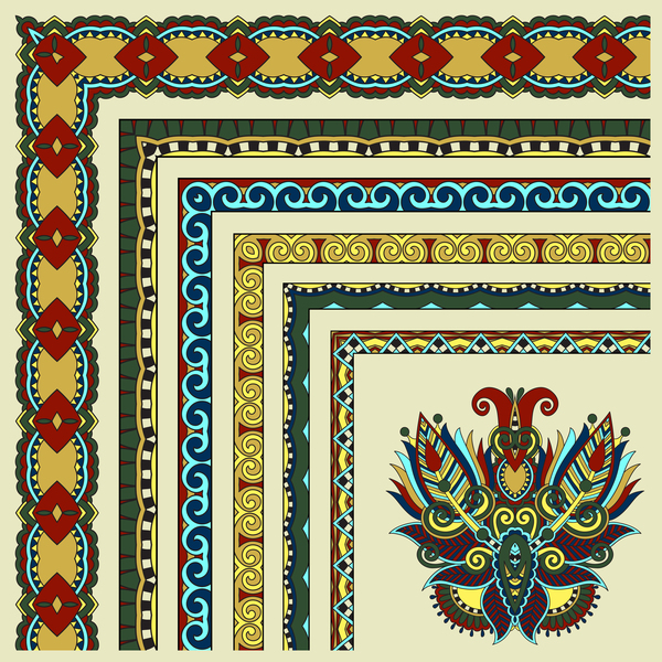 Decorative border corner ethnic styles vector 13