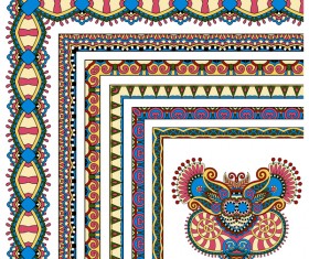 Decorative border corner ethnic styles vector 15