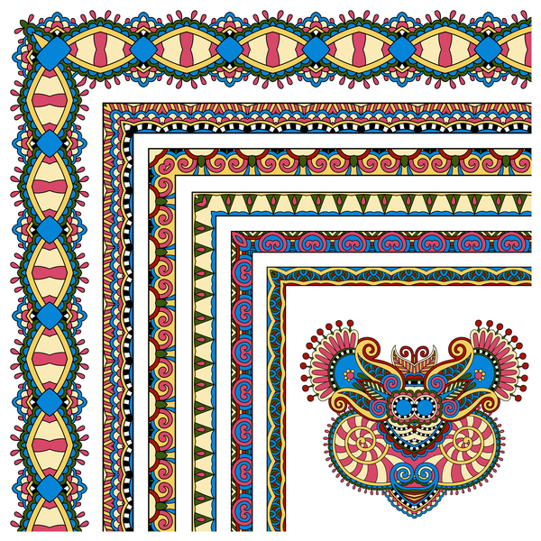 Decorative border corner ethnic styles vector 15