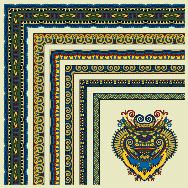 Decorative border corner ethnic styles vector 17