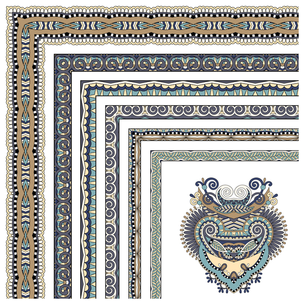 Decorative border corner ethnic styles vector 18