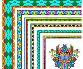 Decorative border corner ethnic styles vector 20