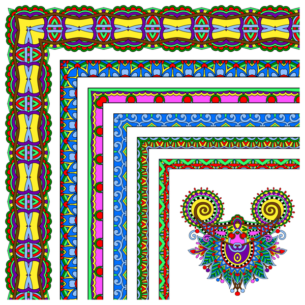 Decorative border corner ethnic styles vector 22