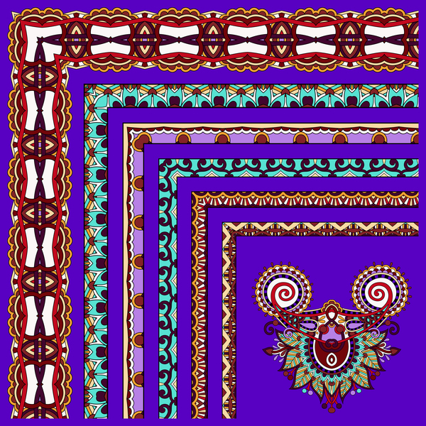 Decorative border corner ethnic styles vector 24