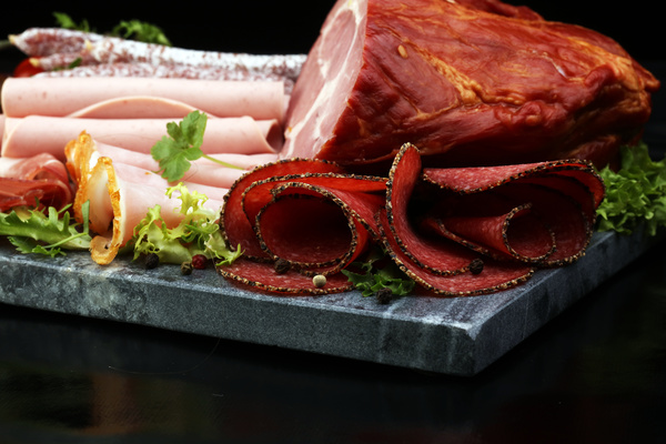 Delicious Italian sausage food piece with ham sausage Stock Photo 05