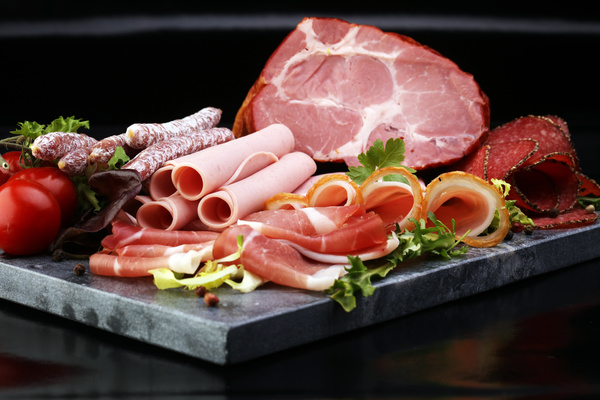 Delicious Italian sausage food piece with ham sausage Stock Photo 06