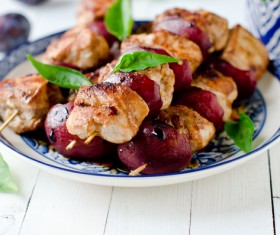 Delicious grilled vegetables and kebabs Stock Photo 02