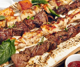 Delicious grilled vegetables and kebabs Stock Photo 05