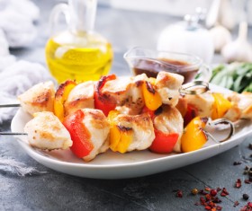 Delicious grilled vegetables and kebabs Stock Photo 06