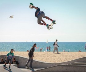 Difficult skateboarding show Stock Photo